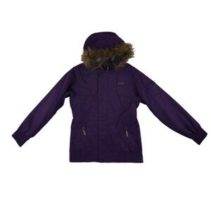 Sims Snowboard Jacket Women's Size Large Purple Faux Fur Hood Coat